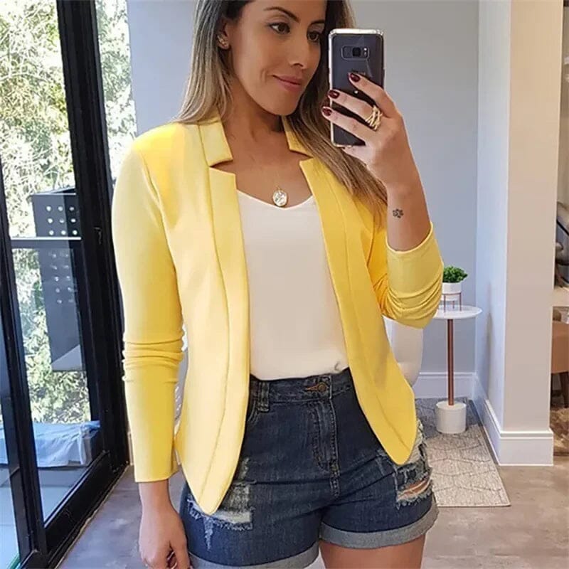 Blazer Feminino Alfaiataria Lua FEMININO - VESTUÁRIO - BLAZER Dm Stores Amarelo P