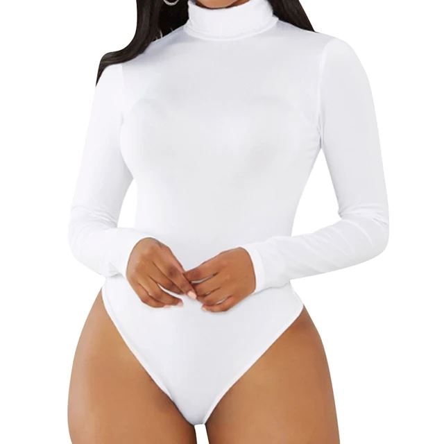 Body Feminino de Manga Longa e Gola Alta: Elegância e Conforto para o Dia a Dia FEMININO - VESTUÁRIO - BODY MANGA LONGA Dm Stores Branco P