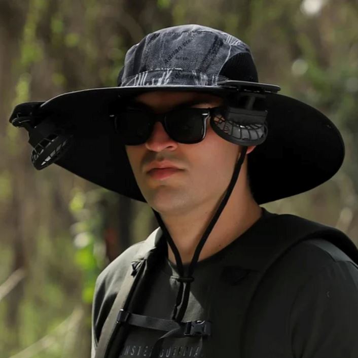 Chapéu com Ventilador SolarMax- Carregamento Solar e USB MASCULINO - ESPORTES - PESCA - CHAPÉU SOLARMAX Dm Stores Preto 1 Ventilador