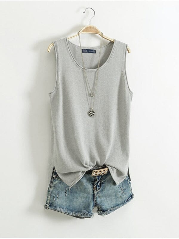 Blusa Regata Alana Roupas (Regata Feminina 1) Dashui Cinza M