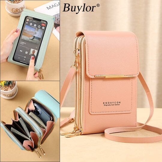 Bolsa Porta Celular Crossbody de Couro Legítimo Joias & Acessórios (Porta Celular 1) Dashui