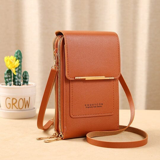 Bolsa Porta Celular Crossbody de Couro Legítimo Joias & Acessórios (Porta Celular 1) Dashui Marrom