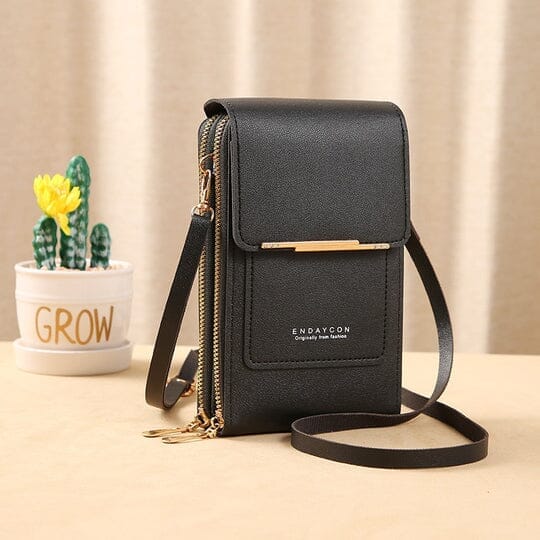 Bolsa Porta Celular Crossbody de Couro Legítimo Joias & Acessórios (Porta Celular 1) Dashui Preto
