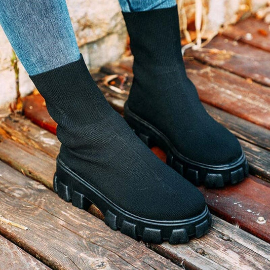 Bota Feminina Coturno Calçados (Bota Feminina 5) Dashui Preto 35