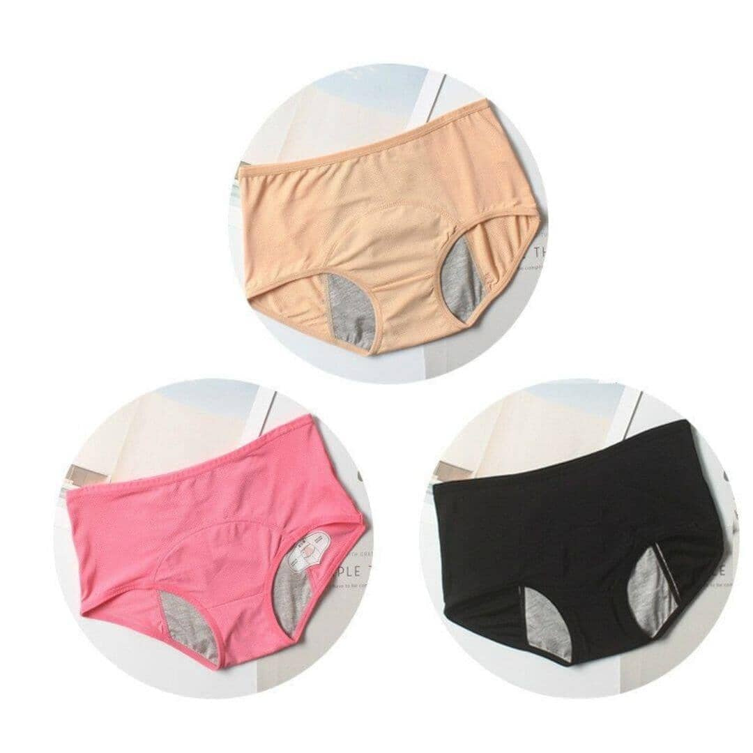 Calcinha Absorvente - DryComfy (COMPRE 1 LEVE 3) Roupas (Calcinha Absorvente 1) Dashui ROSA PRETA E BEGE (PAGUE 1 LEVE 3) PP (45-50kg)