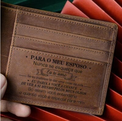 Carteira Masculina de Couro Legítimo Personalizada Joias & Acessórios (Carteira) Dashui