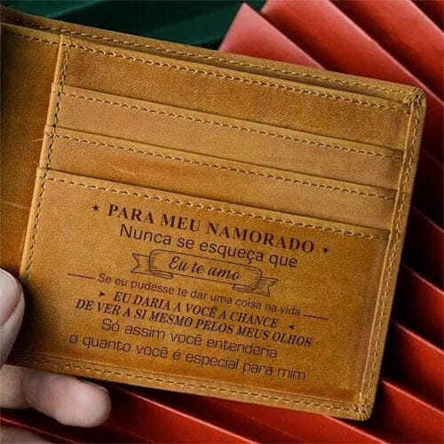 Carteira Masculina de Couro Legítimo Personalizada Joias & Acessórios (Carteira) Dashui Café Para Meu Namorado