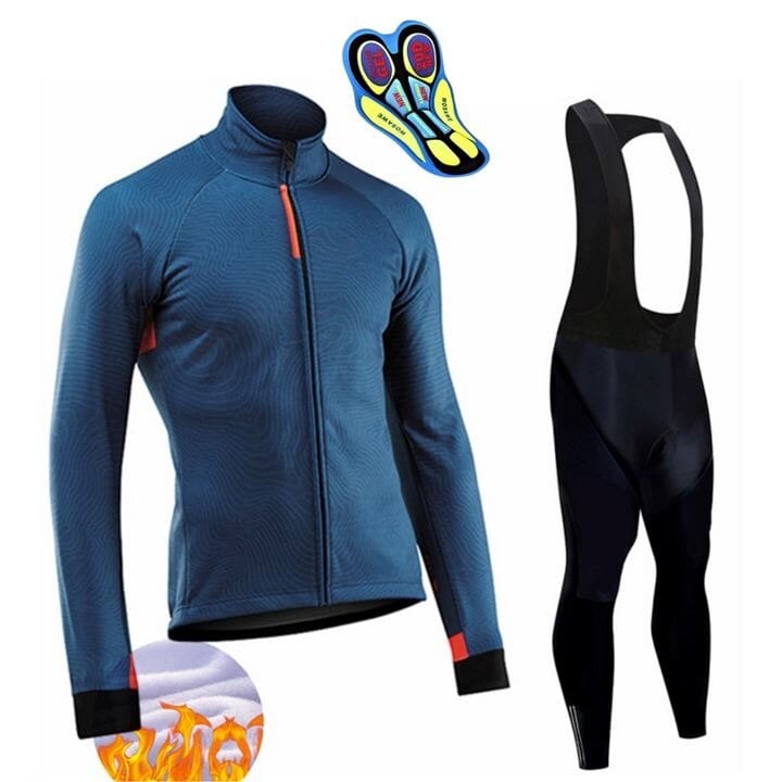 Conjunto Térmico CycleResistence Ciclismo Esportes (Roupas de Ciclismo 1) Dashui Azul | Bretelle P | 55Kg
