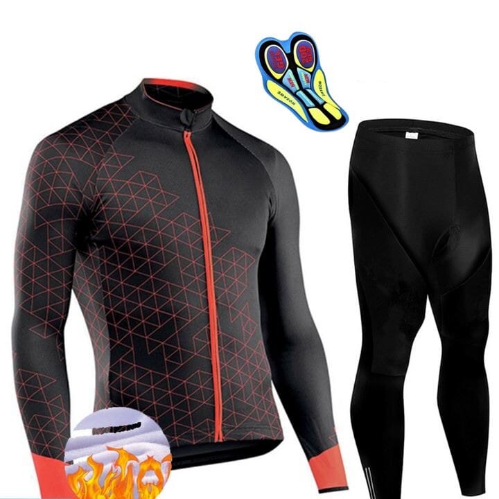 Conjunto Térmico CycleResistence Ciclismo Esportes (Roupas de Ciclismo 1) Dashui Vermelho | Calça P | 55Kg
