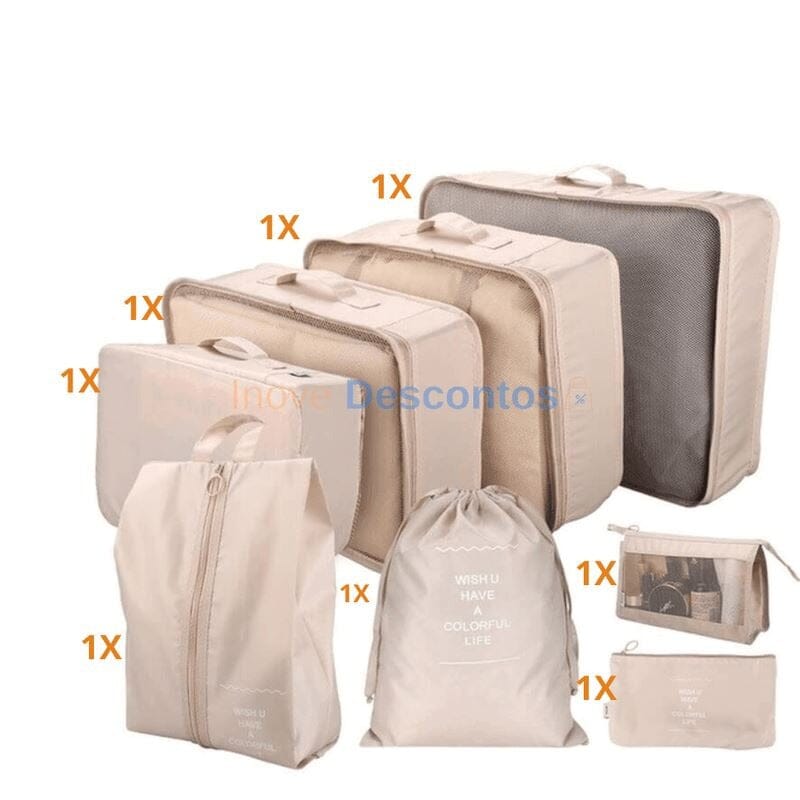 Kit de Bolsas Organizadoras à Prova D'Água 8 Peças Joias & Acessórios (Bolsa 2) Dashui Compre 5 Leve 8 Bege
