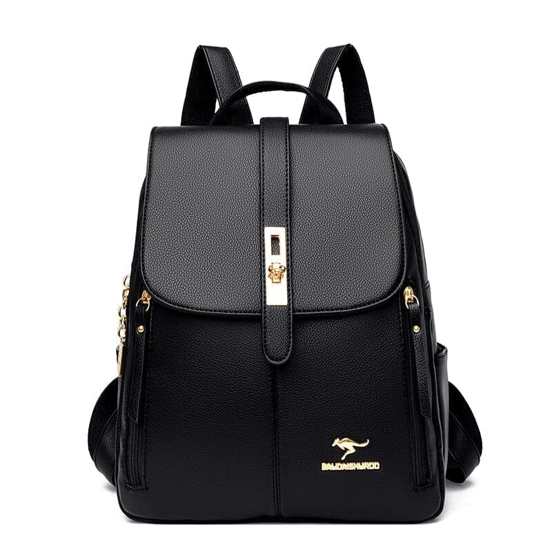 Mochila de Couro Feminina Roupas (Bolsa Feminina 3) Dashui Preto