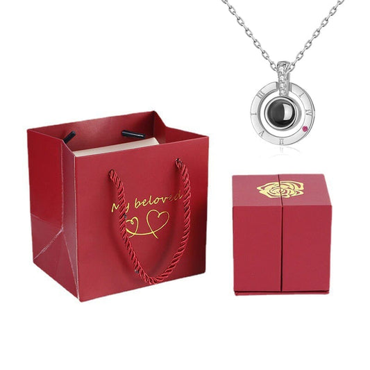 Presente Rosa Box "Eu Amo Você" em 100 Idiomas Joias & Acessórios (Colar 3) Dashui Prata