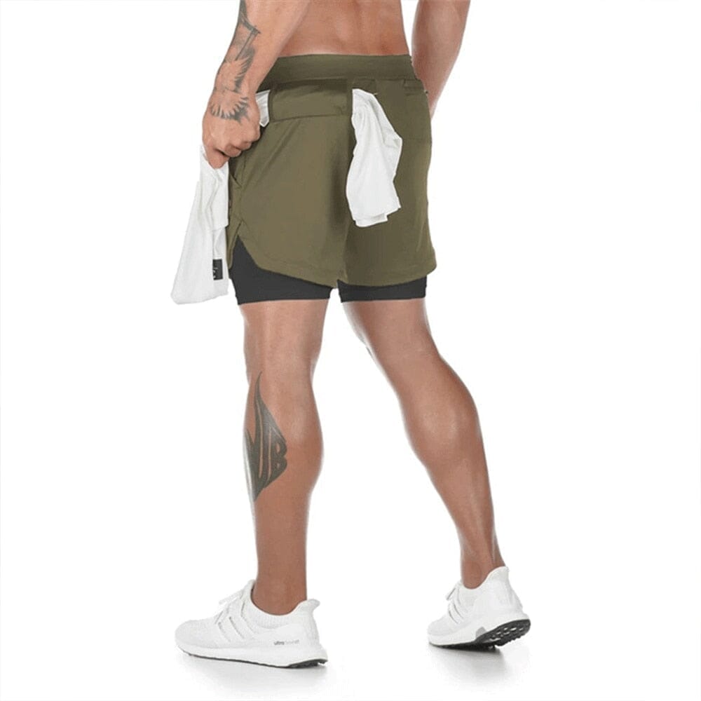 Shorts Dupla Camada Masculino para Academia Roupas (Shorts 1) Dashui Verde P
