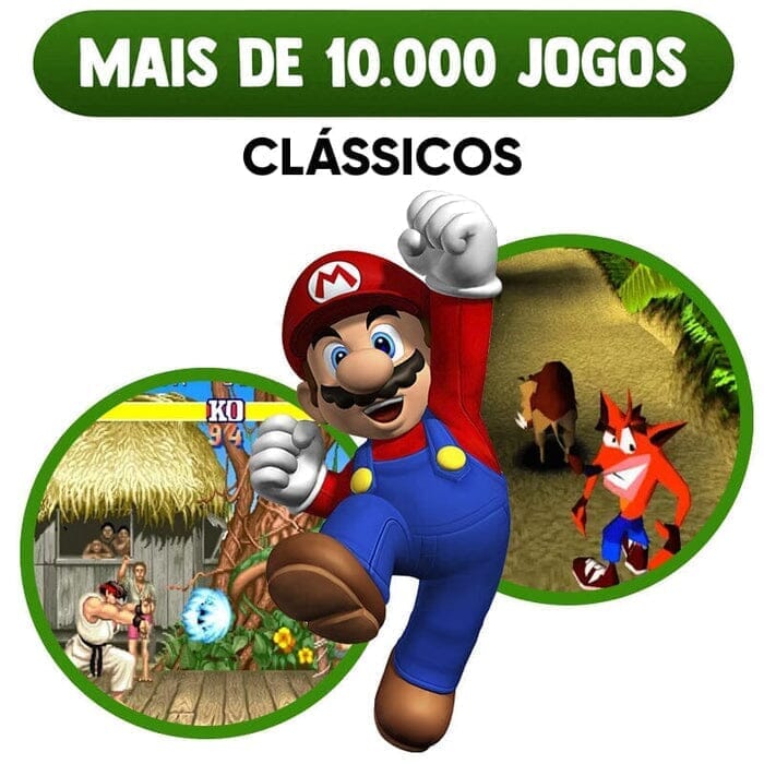 Super Game Stick Retrô - 10.000 Jogos 4K + 2 Controles Eletrônicos (Videogame 1) Dashui