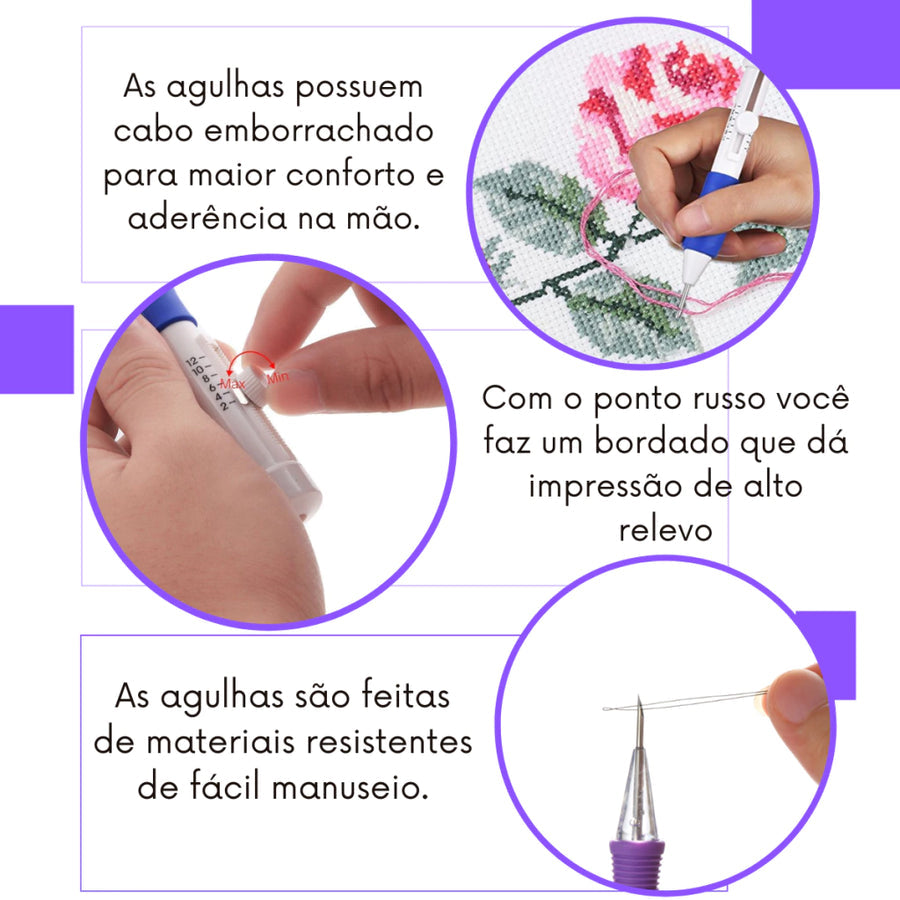 Kit de Agulhas Mágicas Para Bordado Russo + Apostila Para Iniciantes