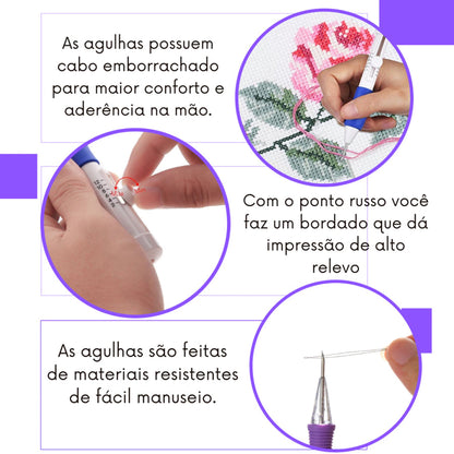 Kit de Agulhas Mágicas Para Bordado Russo + Apostila Para Iniciantes