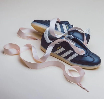 Tênis Adidas Samba OG Feminino "Black Pink Ribbon Laces" Preto - IH8047