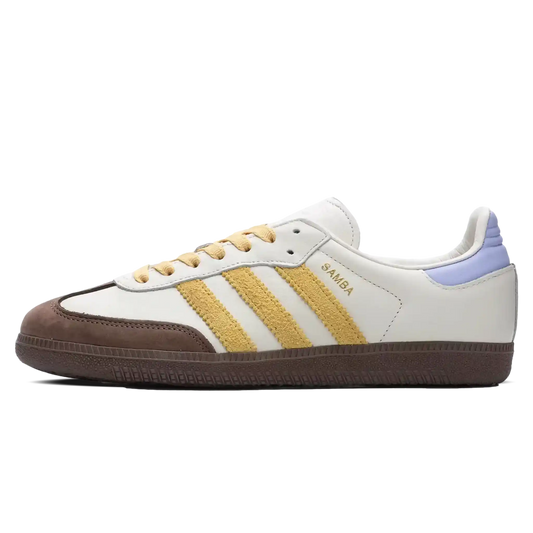 Tênis Adidas Samba OG Feminino "Oat Violet Tone" Amarelo / Marrom - IE0875