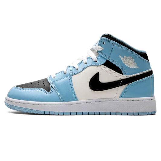 Tênis Air Jordan 1 Mid Feminino "Ice Blue" Azul / Branco - 555112-401