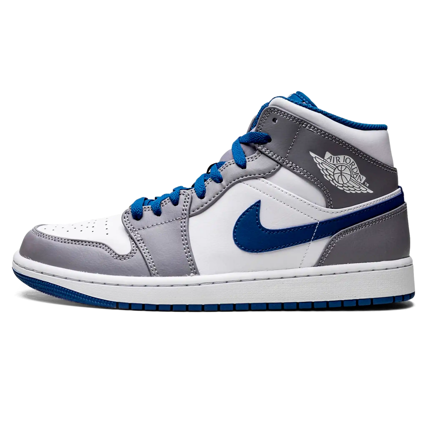 Tênis Air Jordan 1 Mid Masculino "True Blue" Cinza / Azul - DQ8426-014