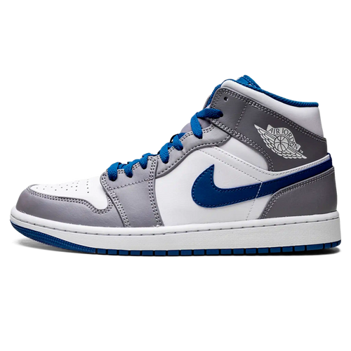 Tênis Air Jordan 1 Mid Masculino "True Blue" Cinza / Azul - DQ8426-014
