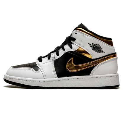 Tênis Air Jordan 1 Mid "White Gold" Branco / Dourado - 554725-190