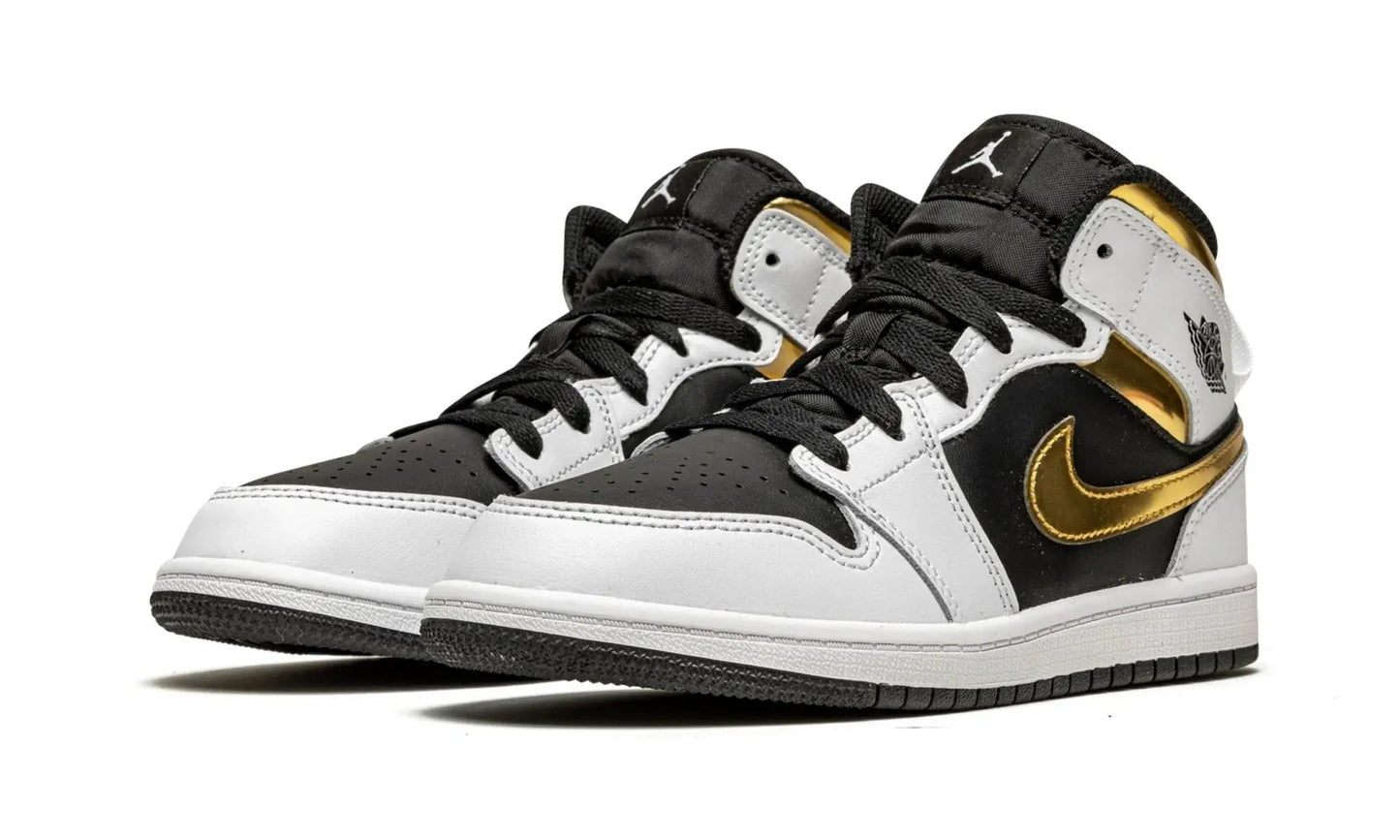 Tênis Air Jordan 1 Mid "White Gold" Branco / Dourado - 554725-190