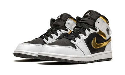 Tênis Air Jordan 1 Mid "White Gold" Branco / Dourado - 554725-190