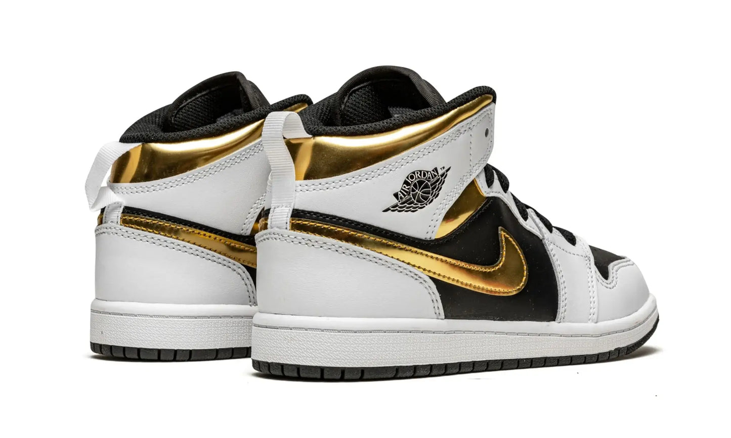 Tênis Air Jordan 1 Mid "White Gold" Branco / Dourado - 554725-190