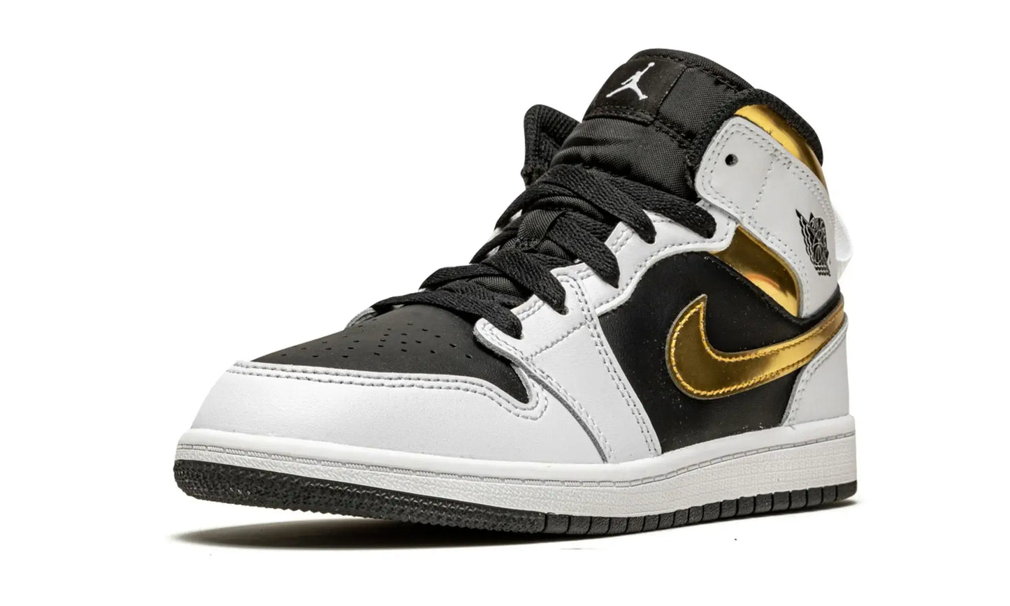 Tênis Air Jordan 1 Mid "White Gold" Branco / Dourado - 554725-190