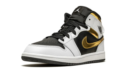 Tênis Air Jordan 1 Mid "White Gold" Branco / Dourado - 554725-190
