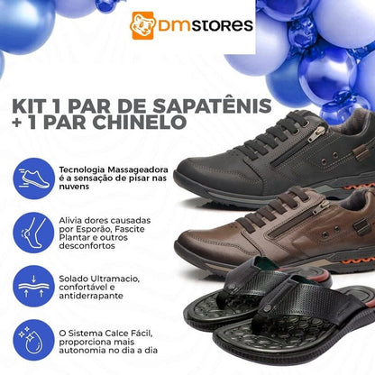 Kit ComfortWalk – Sapatênis Ortopédico + Chinelo Massageador MASCULINO - CALÇADOS - KIT ORTOPÉDICO Dm Stores 