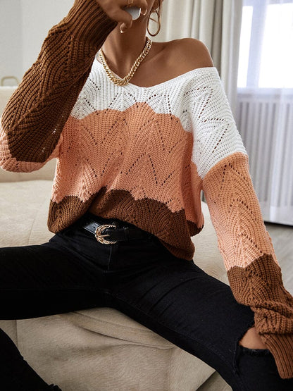 Suéter Feminino Sofia - Elegância Listrada com Decote V e Design Contemporâneo FEMININO - BLUSA - SOFIA Dm Stores 