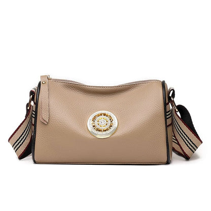 Bolsa de Couro Feminina Bella Fashion Joias & Acessórios (Bolsa 7) Dashui Cáqui 