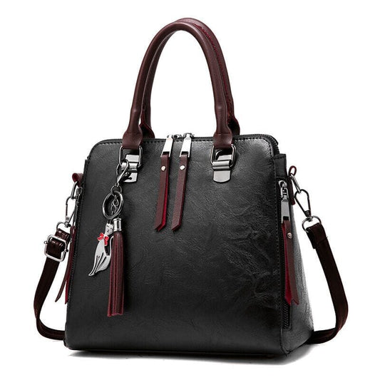 Bolsa Feminina de Couro Aurora Joias & Acessórios (Bolsa 6) Dashui Preta 24X23X13CM 