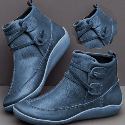 Bota Feminina de Couro Calçados (Bota Feminina 3) Dashui Azul 35 