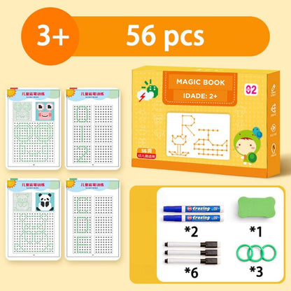 Caderno de Traço e Desenho Infantil MagicBook Infantil (Caderno 2) Dashui 56 Páginas + 8 Canetas + 1 Apagador de Brinde 