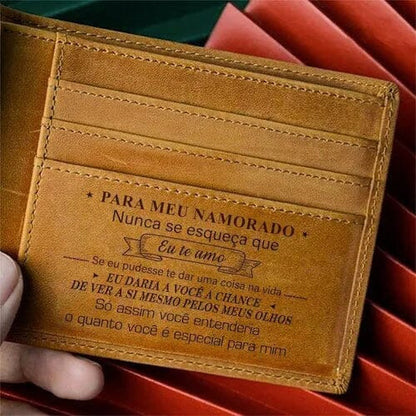 Carteira Masculina de Couro Legítimo Personalizada Joias & Acessórios (Carteira) Dashui Café Para Meu Namorado 