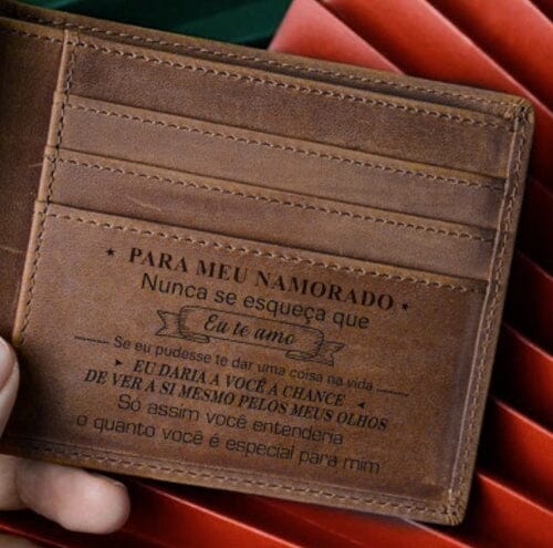 Carteira Masculina de Couro Legítimo Personalizada Joias & Acessórios (Carteira) Dashui Marrom Para Meu Namorado 