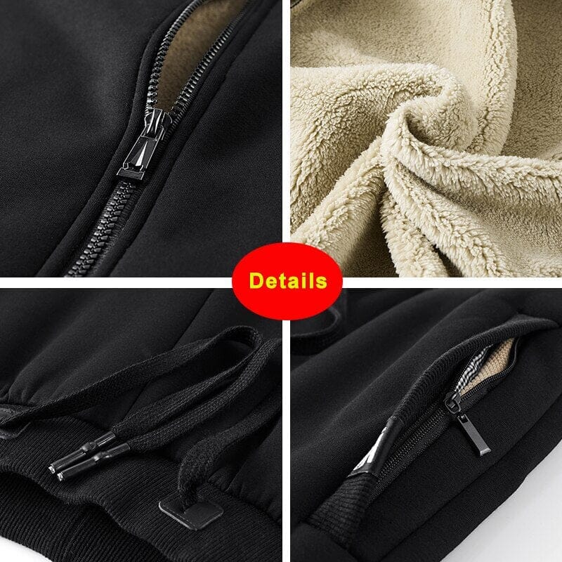 Conjunto de Moletom Plus Size forrado por dentro - CurveComfort Roupas (Jaqueta Masculina 2) Dashui 