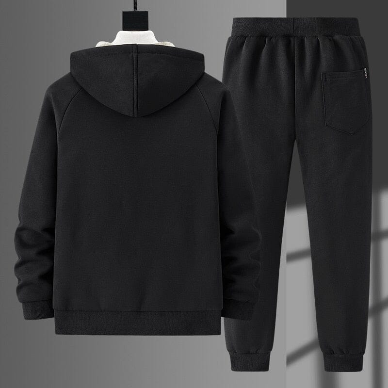 Conjunto de Moletom Plus Size forrado por dentro - CurveComfort Roupas (Jaqueta Masculina 2) Dashui 