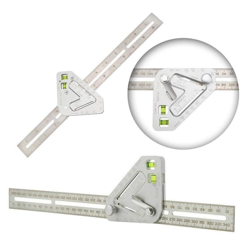 Esquadro Ajustável de Alumínio Multifuncional Com Nível Ferramentas (Esquadro 1) Dashui 