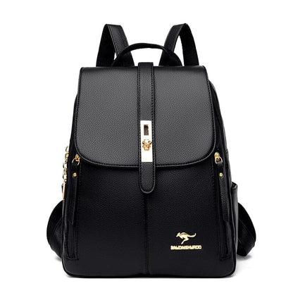 Mochila de Couro Feminina Roupas (Bolsa Feminina 3) Dashui Preto 