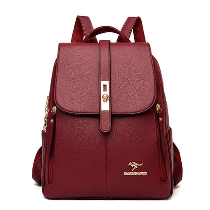 Mochila de Couro Feminina Roupas (Bolsa Feminina 3) Dashui Vermelho 