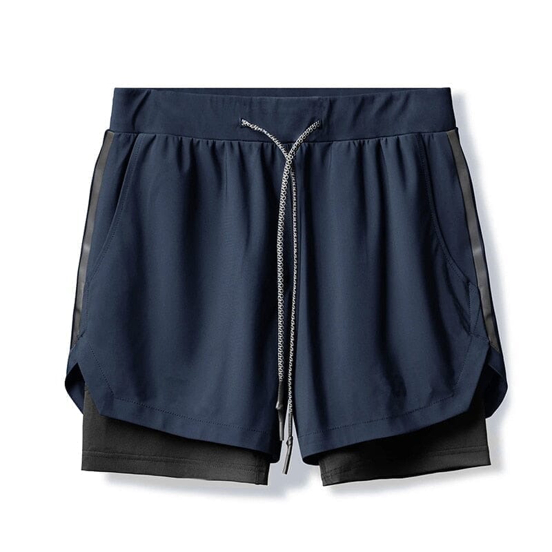 Shorts Dupla Camada Masculino para Academia Roupas (Shorts 1) Dashui Azul Marinho P 
