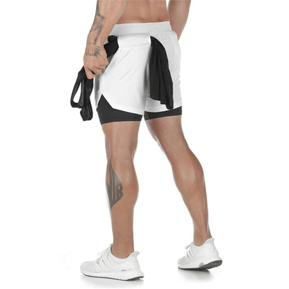 Shorts Dupla Camada Masculino para Academia Roupas (Shorts 1) Dashui Branco P 