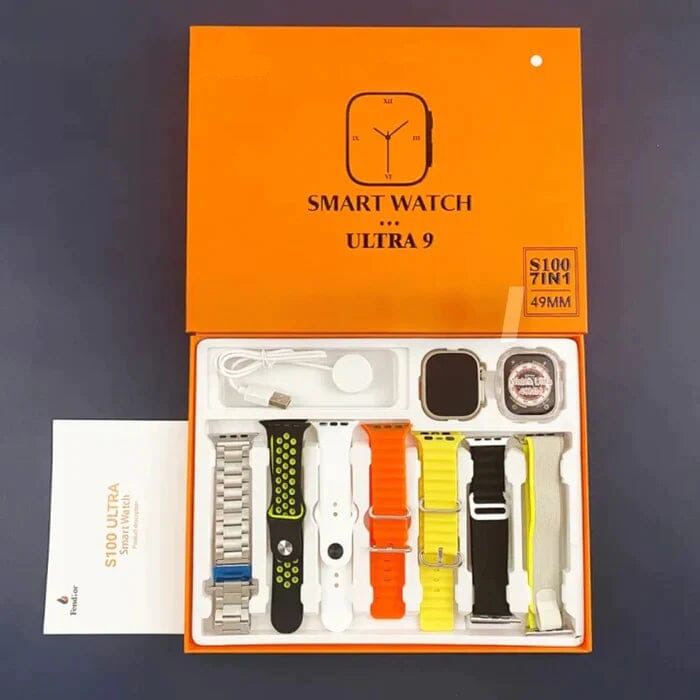 SmartWatch Serie 9 Ultra + Kit com 7 Pulseira (BRINDE!) + Case de Proteção (BRINDE!) Academia e Fitness (Smartwatch 4) Lojas Quinho KIT 4 