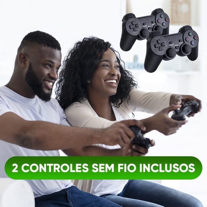 Super Game Stick Retrô - 10.000 Jogos 4K + 2 Controles Eletrônicos (Videogame 1) Dashui 