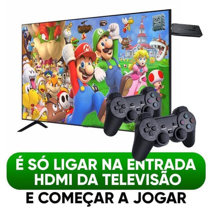 Super Game Stick Retrô - 10.000 Jogos 4K + 2 Controles Eletrônicos (Videogame 1) Dashui 